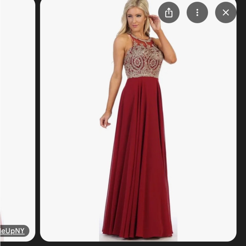 Elegant Red and Gold Embroidered Dress